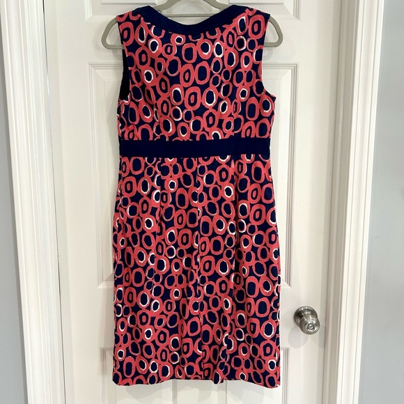 Boden Women Sheath Colorful Geometric Dress US 8R  Pink Blue Sleeveless Cotton - Picture 9 of 13